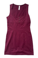 Anthropologie Daily‎ Practice Burgundy Slim Tank Mini Dress Square Neck Size XS Photo 0