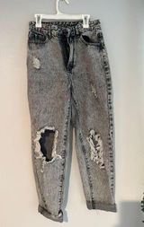Black Ripped Mom High Rise Jeans Photo 0