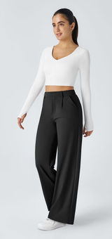Halara NWT Flex DayStretch High‎ Waisted Pocket Straight Leg Work Pants Black XL Photo 0