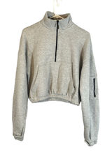 PrettyLittleThing Gray Mock Neck Long Sleeve 1/2 Zip Sweatshirt Women Sz M Photo 0