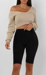 ✨NWT✨ Stone Tan / Beige V-Neck Cropped Knit Sweater 🍦 Photo 0