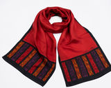 Anne Klein‎ Scarf Women OS Red Silk Striped Border Vintage Photo 0