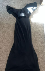 Lulus Dress Maxi Black One-Shoulder Ruffled Mermaid Photo 0