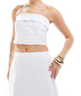 Abercrombie & Fitch Linen Collection White Scalloped Neckline‎ Tube Top Sz Lrg Photo 0