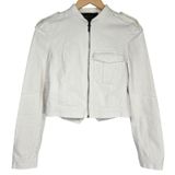 BCBGMaxAzria Frankie Off White Zip Up Moto Blazer Jacket XS Textured Photo 0