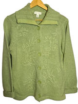 Appleseed's‎ Women’s Vintage Floral Lambs Wool Green Button Up Cardigan Sweater Photo 0