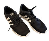 Adidas Cloud Foam BLK‎ w/WHT Stripes, Ortholite Comfort Athletic Sneakers EUC 10 Photo 0