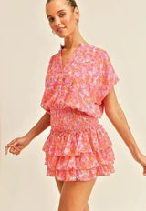 Pookie & Sebastian Reset by Jane Fran floral smocked mini dress in size small Photo 0
