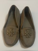 Tory Burch Taupe Brown Leather Logo Driving Loafers Photo 0