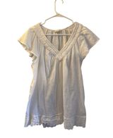 Lucky Brand Women’s Large White Boho Peasant Tunic Top Crochet Lace Hem Photo 0
