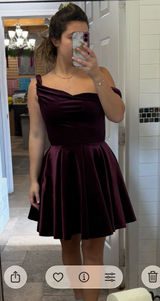 Club L Burgundy velvet asymmetrical dress Photo 0