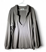 Free People Beach Womens Oversized Deep V-Neck Ribbed‎ Pullover Top Grey M Photo 0