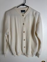 Vintage The Scotch House Lambswool Cardigan Cream Gold Buttons Scotland M/L Photo 0