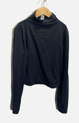 Yogalicious Mock Neck Top Womens S Black Zenly Evelyn Crop Long Sleeve‎ Athletic Photo 0