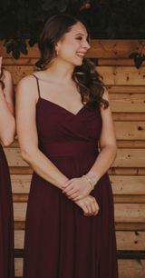 David’s Bridal Burgundy Bridesmaid Formal Dress Photo 0
