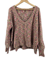 Pilcro and the Letterpress Sweater Womens Medium V-Neck Pullover Pink Multi Marled Knit EUC Photo 0