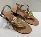 Jack Rogers Shoes Womens Size 9 Beige Cork Thong Sandals Medallion Block Heel Photo 0