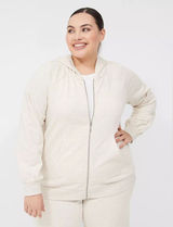 LIVI Lane Bryants Cream Grey Cotton Zip-Up Hoodie sz 18/20 Photo 0