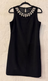 White House Black Market Dress Womens 4 Black Pearl Crystal Embellished Shift Photo 0