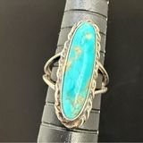 Vintage Unsigned Handcrafted Sterling Silver Oval Turquoise Ring Size 4 4g. Photo 0