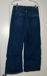 Zara Womens High Waisted Wide Leg Patch Pocket Jeans Blue Denim Size 8 cropped Photo 0