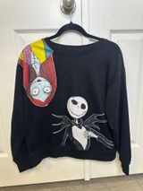 Disney Nightmare Before Christmas Jack & Sally Black Crewneck Sweatshirt Photo 0