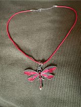 Red Dragonfly Pendant Necklace - Women's Jewelry Photo 0