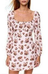 Sunday Best Aritzia Pink Floral Delilah Mini Dress Long Sleeve size Small‎ Photo 0