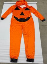 Halloween Pumpkin Jack-O-Lantern Hooded Jumpsuit Costume Orange Women L Photo 0