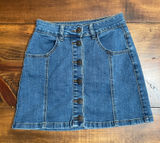 Button Down Denim Blue Jean High Rise Mini Skirt Almost Famous Size 1 Photo 0