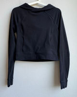 Lululemon Nice & Natural Popover Black Size 2 XS Practice Cotton Cropped Hoodie Photo 0