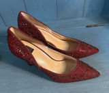 White House Black Market Red Crystal Embellished Pointed Pumps | Size 7 Photo 0