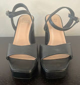 A New Day Black Platform Sandals with Ankle Strap Photo 0