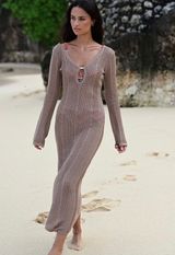 Vetchy tan keyhole crochet dress Photo 0