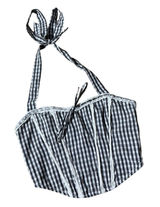 Beverly and‎ Beck Cottagecore Gingham Halter Corset Top Black White Lace Trim XS Photo 0