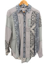 Free‎ People All Patched Up Chambray Buttondown Blue Shirt Women's Size Small Photo 0