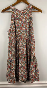NATURAL LIFE Floral Backless Halter Hallie Dress in Cream size small READ Photo 0
