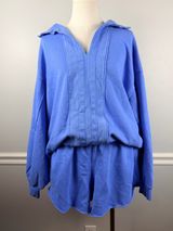 Aerie blue two piece sweatshirt and short set size large Photo 0