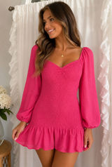 VICI Hot Pink Smocked Mini Dress Photo 0