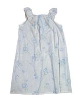 80s Vintage Cotton White and Blue Floral Midi Nightgown Sleep Dress Small Photo 0