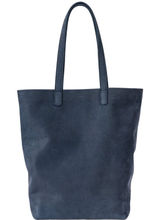 Baggu Tote Milled Leather Nubuck Bag Handbag Natural Interior Pocket Navy Blue Photo 0