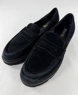 Bibi Lou Black Suede Lug Sole Penny Loafers Women Size 40 Preppy Platform Shoes Photo 0