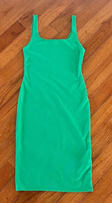 Zara Green Square-Neck Midi Bodycon Tank Dress New Without Tags Photo 0