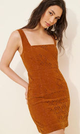 MAEVE | Anthropologie | Faux Suede Mini Dress Boho Laser Cut Detail, Sz 10 Photo 0