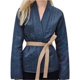 Aritzia Golden TNA Harmon Kimono Open Jacket Quilted Night Navy Tonal Mura S Photo 0
