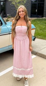 Smocked gingham midi dress Photo 0