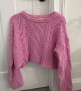 Cropped pink Altar'd State Sweater Photo 0