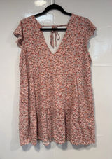 Floral Abercrombie and Fitch linen blend V-Neck Flutter Sleeve Dress in Rose Photo 0