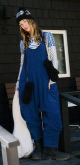 Free People Movement Hot Shot Cuddle Up Cozy Jumpsuit Size L Prep School Blue Photo 0