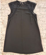 Zara Black Lace Trim Shift Dress Womens Small Sleeveless Crochet Mini Dress Photo 0